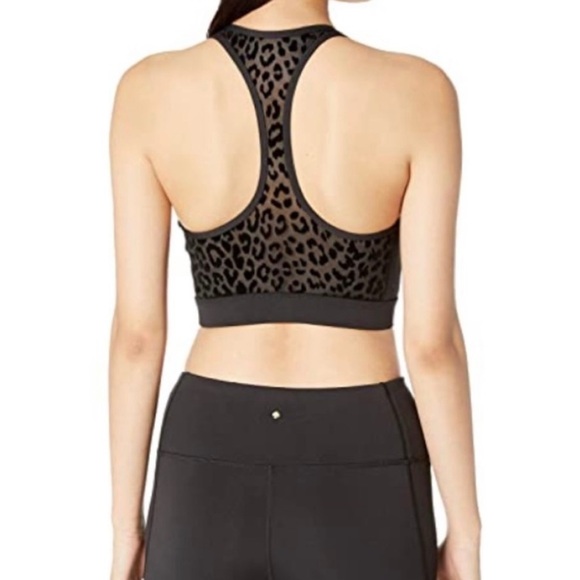 KATE SPADE Bra New York Leopard Print Mesh Racerback Black Sports Bra Small - Picture 2 of 7